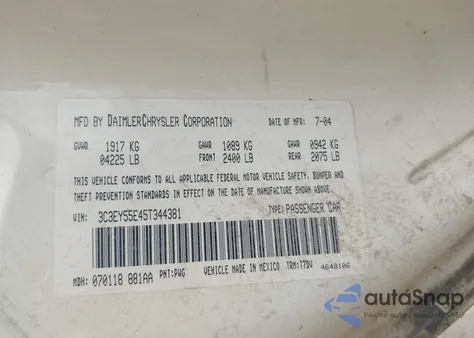 2005 Chrysler Pt Cruiser Touring from USA, damaged, VIN 3C3EY55E45T344381